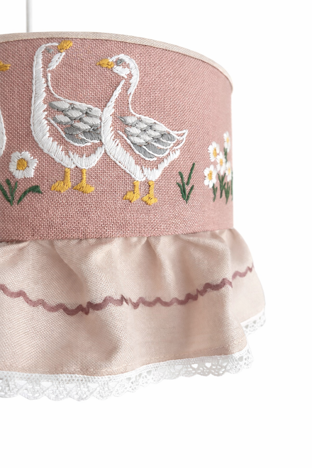 Giselle - abażur w haftowane gąski