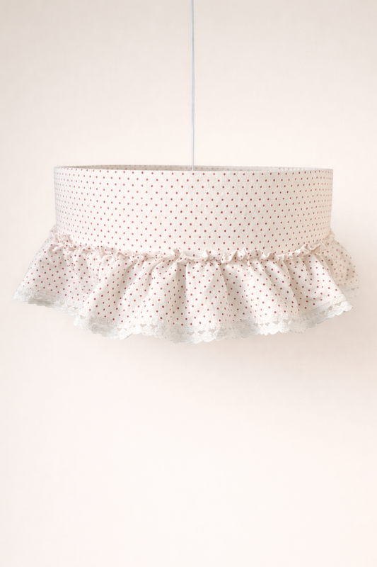 Chérie - ręcznie szyty abażur w kropeczki